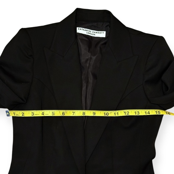 Katharine Hamnett Sofia Black Virgin Wool Blazer One Button Fitted Lapel Size XS - Picture 6 of 9